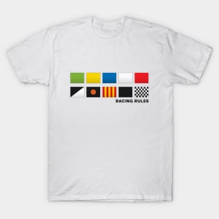 'Racing Rules' F1 Flag Motorsport Black Text Design T-Shirt